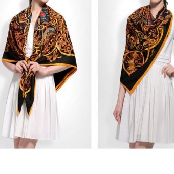 Silk Square Head Scarves Women's Fashion Print Shawl Scarf - Intl June 2018 - 4 Silk Square Head Scarves Women's Fashion Print Shawl Scarf - intl - 4