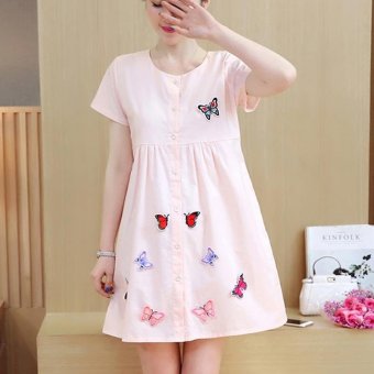 Small Wow Maternity Casual O-neck Print Linen Loose Above Knee Dress Pink - Intl June 2018 - 5 Small Wow Maternity Casual O-neck Print Linen Loose Above Knee Dress Pink - intl - 5