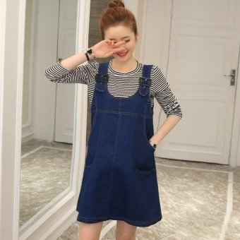 Small Wow Maternity Fashion Round Solid Color Cotton Above Knee Two-piece Dress Blue - Intl June 2018 - 2 Small Wow Maternity Fashion Round Solid Color Cotton Above Knee two-piece Dress Blue - intl - 2