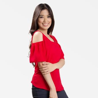 Sugar & Lime Demeter Women's Casual Fashion Georgette Loose Off Shoulder Blouse Top (Red) June 2018 - 2 Sugar & Lime Demeter Women's Casual Fashion Georgette Loose Off Shoulder Blouse Top (Red) - 2