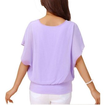 Summer Loose Casual Batwing Sleeve Chiffon Top (Violet) June 2018 - 3 Summer Loose Casual Batwing Sleeve Chiffon Top (Violet) - 3