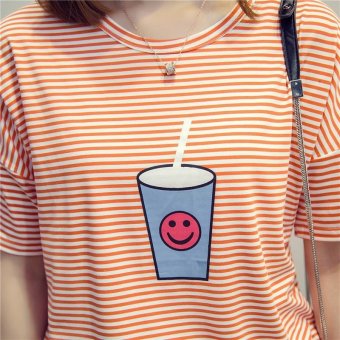 Summer Short Sleeve Striped Women Printed T-shirt - Intl June 2018 - 4 Summer short sleeve striped women printed t-shirt - intl - 4