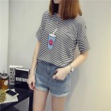 Summer Short Sleeve Striped Women Printed T-shirt - Intl August 2018 - 2 Summer short sleeve striped women printed t-shirt - intl - 2
