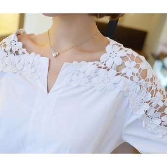 Summer Women Lace Blouses 2017 Fashion Woman Lace Shirt Hollow Out Casual Short Sleeve Women Shirts Tops (white) - Intl June 2018 - 2 Summer Women Lace Blouses 2017 Fashion Woman Lace Shirt Hollow Out Casual Short Sleeve Women Shirts Tops (white) - intl - 2