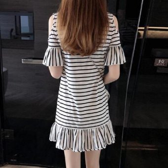 Summer Women Off Shoulder Stripe Mini Dress - Intl June 2018 - 4 Summer women off shoulder stripe mini dress - intl - 4