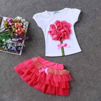 Top Shirt+Skirts Set Baby Girls Princess Kids Toddler Dress FlowerClothes (Red) - Intl April 2018 - 2 Top Shirt+Skirts Set Baby Girls Princess Kids Toddler Dress FlowerClothes (Red) - intl - 2