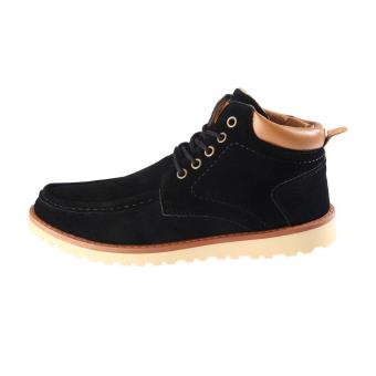 Top Winter Thickening Ankle Boots High Top Work Boots with Wave Shape Sole for Men
