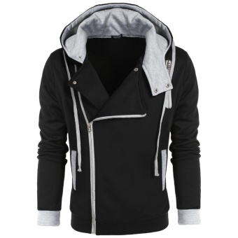 topsellers365 Stylish for COOFANDY Men Casual Zipper Hooded Slim Hoodie Coat  Black  - intl