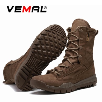 VEMAL Men's Desert Boots & Jungle Boots for Men-Lightweight Lace UpMicrofiber/Suede Leather Combat Boots Outdoor Military Boots-Tactical Boots Brown - intl