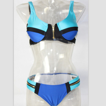 Venus Queen Women's Zip Contrast Color Vintage Plus Size High Waist Summer Neoprene Swimsuit Swimwear Bikini July 2018 - 2 Venus queen Women's Zip Contrast Color Vintage Plus Size High Waist Summer Neoprene Swimsuit Swimwear Bikini - 2