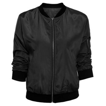 Vintage Zip Up Classic Padded Bomber Jacket Biker Coat (Black) -intl June 2018 - 5 Vintage Zip Up Classic Padded Bomber Jacket Biker Coat (Black) -intl - 5