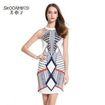 Woman Summer Multicolour Mini Fashion Print Dress - White June 2018 - 3 Woman Summer Multicolour Mini Fashion Print Dress - White - 3