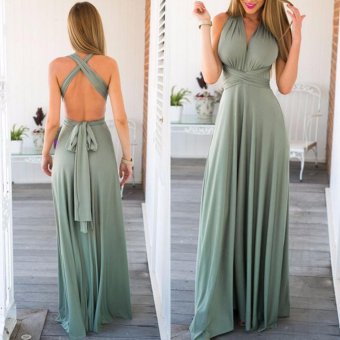 Women Boho Maxi Dress Red Bandage Long Dress Multiway BridesmaidsConvertible Dress Robe Longue Femme(Green) - Intl June 2018 - 2 Women Boho Maxi Dress Red Bandage Long Dress Multiway BridesmaidsConvertible Dress Robe Longue Femme(Green) - intl - 2