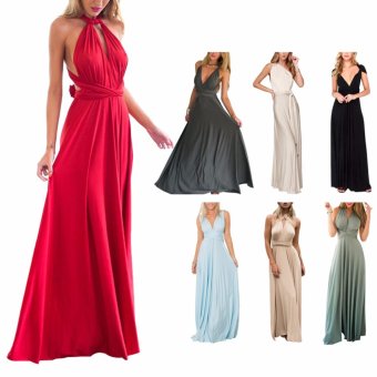 Women Boho Maxi Dress Red Bandage Long Dress Multiway BridesmaidsConvertible Dress Robe Longue Femme(Green) - Intl June 2018 - 4 Women Boho Maxi Dress Red Bandage Long Dress Multiway BridesmaidsConvertible Dress Robe Longue Femme(Green) - intl - 4