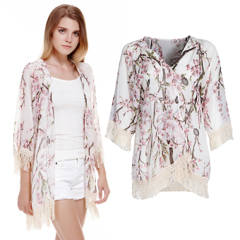 Women Chiffon Kimono Cardigan Lace Blouse Floral - Intl June 2018 - 5 Women Chiffon Kimono Cardigan Lace Blouse Floral - Intl - 5