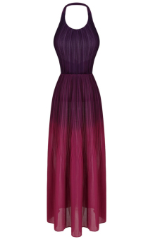 Women Elegant Party Dress Summer Maxi Long Dress Chiffon Boho Dress 2017 New Sleeveless O-neck Halter Pleated Fashion Backless Dresses - Intl June 2018 - 2 Women Elegant Party Dress Summer Maxi Long Dress Chiffon Boho Dress 2017 New Sleeveless O-neck Halter Pleated Fashion Backless Dresses - intl - 2