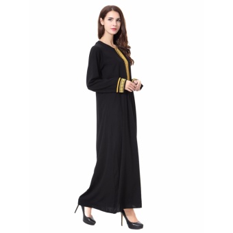 Women Ethnic Pure Color Muslim Islamic Long Sleeve Maxi Dress Arab Jilbab Abaya Cloth(Gold) - Intl June 2018 - 4 Women Ethnic Pure Color Muslim Islamic Long Sleeve Maxi Dress Arab Jilbab Abaya Cloth(Gold) - intl - 4