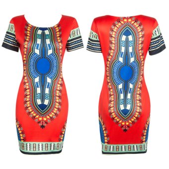Women Ethnic Style Tribal Printed Beach Floral Tunic Dress (Red) -intl April 2018 - 4 Women Ethnic Style Tribal Printed Beach Floral Tunic Dress (Red) -intl - 4