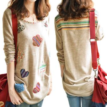 Women Fresh Hearts Flowers Print Blouse Round Neck Top Shirts(Int:M) - Intl June 2018 - 2 Women Fresh Hearts Flowers Print Blouse Round Neck Top Shirts(Int:M) - Intl - 2