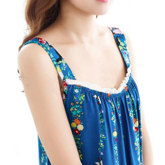 Women Girls Summer Sleeveless Floral Cotton Sleep Dress Bath HomeNight Wear Housedress Nightwear-Blue June 2018 - 3 Women Girls Summer Sleeveless Floral Cotton Sleep Dress Bath HomeNight Wear Housedress Nightwear-Blue - 3