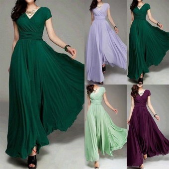 Women Long Formal Evening Prom Party Bridesmaid Chiffon Ball Gown Cocktail Dress - Intl Color Dark Green June 2018 - 3 Women Long Formal Evening Prom Party Bridesmaid Chiffon Ball Gown Cocktail Dress - intl Color Dark Green - 3