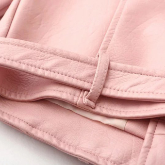 Women Motorcycle PU Leather Jacket Zipper Coat (Pink) April 2018 - 5 Women Motorcycle PU Leather Jacket Zipper Coat (Pink) - 5