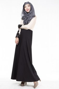 Women Muslim Long Dress Indian Islamic Black Red Malaysia KaftanAbayas Ladies Muslim Dresses With Lace - Intl May 2018 - 2 Women Muslim Long Dress Indian Islamic Black Red Malaysia KaftanAbayas Ladies Muslim Dresses with Lace - intl - 2