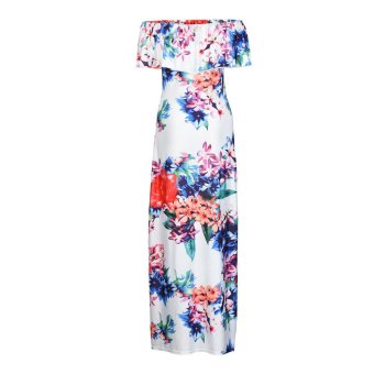 Women Off Shoulder Sleeveless Floral Printed Ruffles Dress Strapless Long Dress Multicolor - Intl June 2018 - 5 Women Off Shoulder Sleeveless Floral Printed Ruffles Dress Strapless Long Dress Multicolor - intl - 5