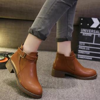 Women 's Shoes New Waterproof Boots Round Boots Martin Belt BuckleWomen Boots (Brown) - Intl June 2018 - 2 Women 's Shoes New Waterproof Boots Round Boots Martin Belt BuckleWomen Boots (Brown) - intl - 2