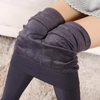 Women Winter Stretchy Leggings Warm Fleece Lined Tights Pants (Grey) - Intl June 2018 - 2 Women Winter Stretchy Leggings Warm Fleece Lined Tights Pants (Grey) - intl - 2