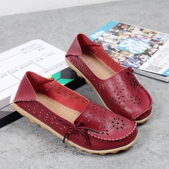 Women's Casual Shoes Genuine Leather Woman Loafers Slip-On Female Flats Moccasins Ladies Driving Shoe Cut-Outs Mother Footwear(Red Wine) June 2018 - 4 Women's Casual Shoes Genuine Leather Woman Loafers Slip-On Female Flats Moccasins Ladies Driving Shoe Cut-Outs Mother Footwear(Red wine) - 4
