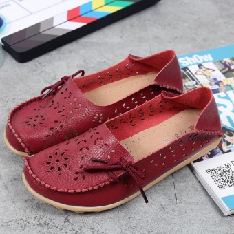 Women's Casual Shoes Genuine Leather Woman Loafers Slip-On Female Flats Moccasins Ladies Driving Shoe Cut-Outs Mother Footwear(Red Wine) June 2018 - 5 Women's Casual Shoes Genuine Leather Woman Loafers Slip-On Female Flats Moccasins Ladies Driving Shoe Cut-Outs Mother Footwear(Red wine) - 5