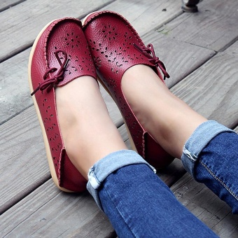 Women's Casual Shoes Genuine Leather Woman Loafers Slip-On Female Flats Moccasins Ladies Driving Shoe Cut-Outs Mother Footwear(Red Wine) June 2018 - 3 Women's Casual Shoes Genuine Leather Woman Loafers Slip-On Female Flats Moccasins Ladies Driving Shoe Cut-Outs Mother Footwear(Red wine) - 3