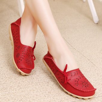 Women's Genuine Leather Loafers Casual Moccasin Driving Shoes Indoor Flat Slip-on Slippers - Intl June 2018 - 2 Women's Genuine Leather Loafers Casual Moccasin Driving Shoes Indoor Flat Slip-on Slippers - intl - 2