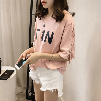 Women's Korean-style Casual Short Sleeve T-Shirt (Pink) June 2018 - 2 Women's Korean-style Casual Short Sleeve T-Shirt (Pink) - 2
