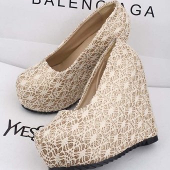 Women's Lady's Sexy Wedding Shoes Very High Heels Wedge Lace Elegant Platform Pumps European Color White - Intl June 2018 - 5 Women's Lady's Sexy Wedding Shoes Very High Heels Wedge Lace Elegant Platform Pumps European Color White - intl - 5