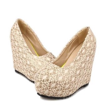 Women's Lady's Sexy Wedding Shoes Very High Heels Wedge Lace Elegant Platform Pumps European Color White - Intl June 2018 - 3 Women's Lady's Sexy Wedding Shoes Very High Heels Wedge Lace Elegant Platform Pumps European Color White - intl - 3