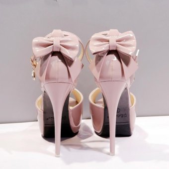 Women's Peep Toe Platform Evening High Heels Korean Sandals With Bow Pink - Intl June 2018 - 5 Women's Peep Toe Platform Evening High Heels Korean Sandals with Bow Pink - intl - 5