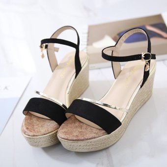 Women's Wedge Sling Back Shoes Fashion Espadrille Sandals Black - Intl June 2018 - 4 Women's Wedge Sling Back Shoes Fashion Espadrille Sandals Black - intl - 4