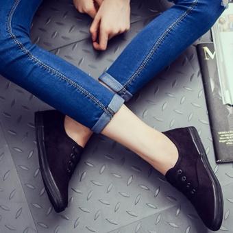 Women's Canvas And Rubber Sneakers With Lace - All Black June 2018 - 3 Women's Canvas and Rubber Sneakers with Lace - All Black - 3