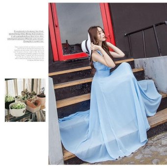Women's Cute Style Bohemian Dress 2017 New Summer Fashion Long SlimSleeveless Solid Beach Dresses (Sky Blue) - Intl June 2018 - 4 Women's Cute Style Bohemian Dress 2017 New Summer Fashion Long SlimSleeveless Solid Beach Dresses (Sky Blue) - intl - 4