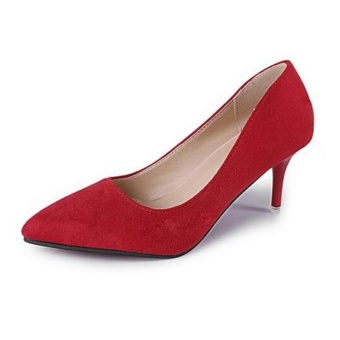 Women's High Heels Pointed Toe OL Stilettos Working Suede LadyFormal Shoes D203 Color Red - Intl June 2018 - 2 Women's High Heels Pointed Toe OL Stilettos Working Suede LadyFormal Shoes D203 Color Red - intl - 2