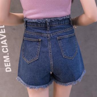Women's Hot Ripped HighWaist Denim Short(Dark Blue) June 2018 - 4 Women's Hot Ripped HighWaist Denim Short(Dark Blue) - 4