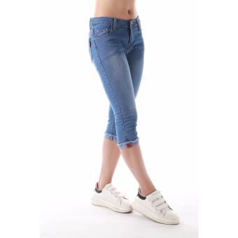 Women's Plain Vintage Blue Capri Short June 2018 - 4 Women's Plain Vintage Blue Capri Short - 4
