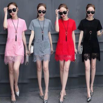 Women's Short Sleeve Casual Loose T-Shirt Dress(Red) April 2018 - 3 Women's Short Sleeve Casual Loose T-Shirt Dress(Red) - 3