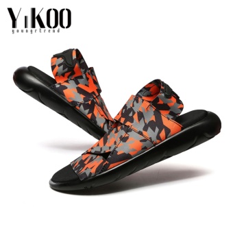 YIKOO Men's Sandals Beach Sports And Leisure Shoes Men Shoes Roman Youth Korean Slippers Orange - intl