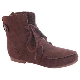 Yingwei Women Winter Cotton Flat Short Boots Brown July 2018 - 4 Yingwei Women Winter Cotton Flat Short Boots Brown - 4