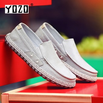YOZO Men Canvas Shoes Old Beijing Cloth Shoes Breathable Men Summer Slip On Flats Casual Driving Loafers - intl