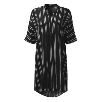 ZANZEA Hot Sale Women Summer Dress Sexy V-Neck Short Sleeve CasualLoose Striped Shirt Dress Mini Vestidos Plus Size (Black) - Intl June 2018 - 4 ZANZEA Hot Sale Women Summer Dress Sexy V-Neck Short Sleeve CasualLoose Striped Shirt Dress Mini Vestidos Plus Size (Black) - intl - 4