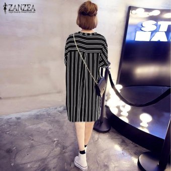 ZANZEA Hot Sale Women Summer Dress Sexy V-Neck Short Sleeve CasualLoose Striped Shirt Dress Mini Vestidos Plus Size (Black) - Intl June 2018 - 3 ZANZEA Hot Sale Women Summer Dress Sexy V-Neck Short Sleeve CasualLoose Striped Shirt Dress Mini Vestidos Plus Size (Black) - intl - 3